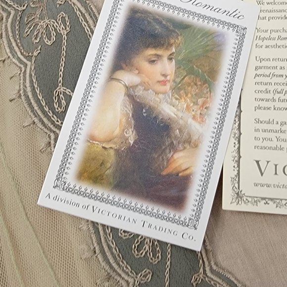 New Victorian Trading Co Hopeless Romantic Lace Dress Blush Green Cottagecore M - Picture 4 of 16